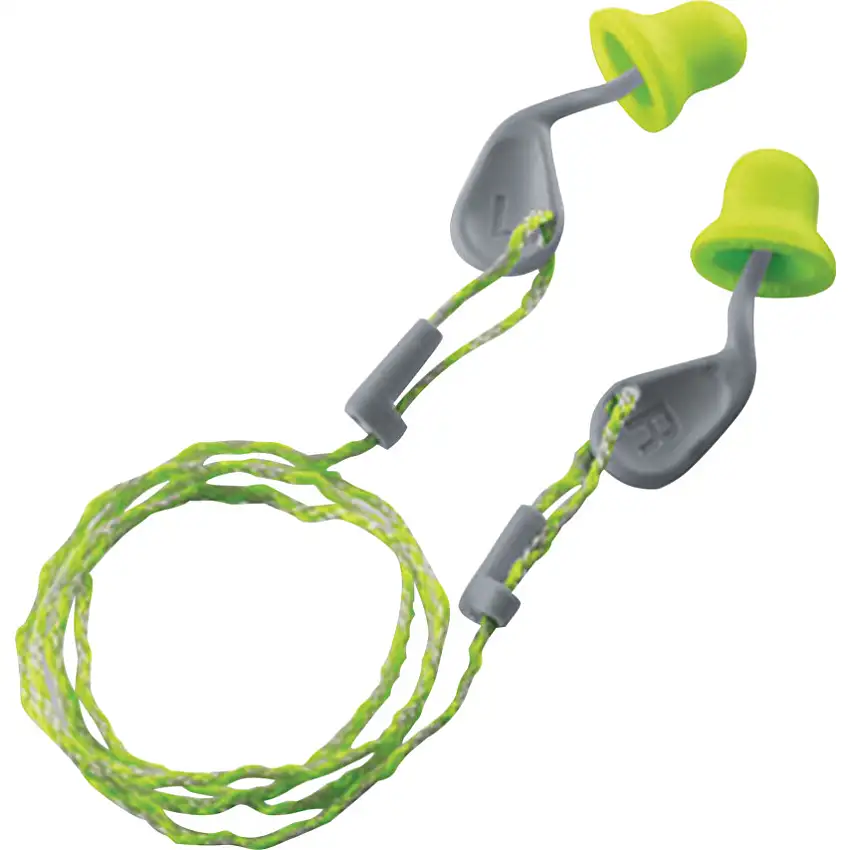 uvex Disposable Ear Plugs, Corded, Not Detectable, Flared Bullet Plug Shape, 26dB, Green, Foam, Pack of 50 Pairs