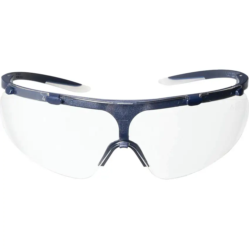 uvex Superfit, Safety Glasses, Clear Lens, Half-Frame, Blue Frame, Anti-Fog/High Temperature Resistant/Impact-resistant/Scratch-resistant/UV-resistant