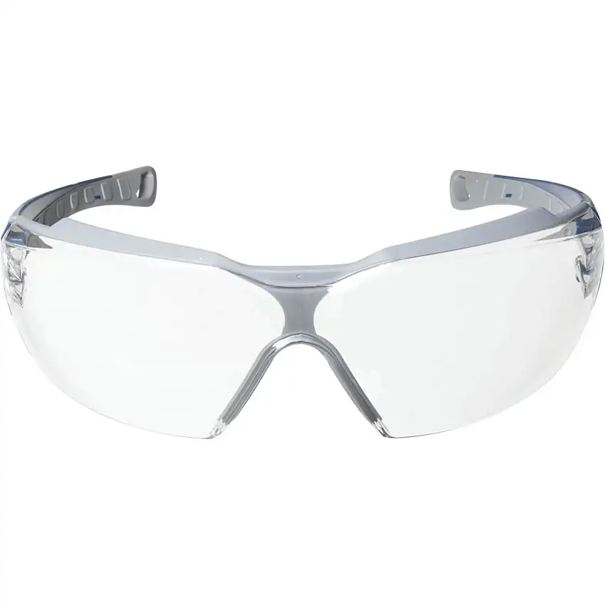 uvex Pheos CX2, Safety Glasses, Clear Lens, Half-Frame, Blue/Grey Frame, Anti-Fog/Chemical Splash-resistant/Scratch-resistant