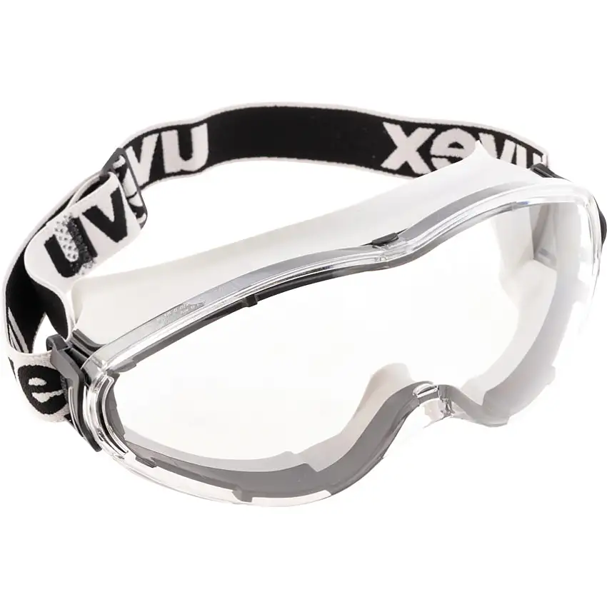 uvex Ultrasonic, Safety Goggles, Polycarbonate, Clear Lens, Black/Grey Frame, Indirect Ventilation, Anti-Fog/Scratch-resistant/UV-resistant