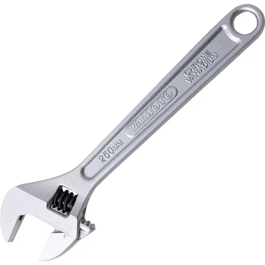 Yamoto Adjustable Spanner, Chrome Vanadium Steel, 10in./250mm Length, 30mm Jaw Capacity