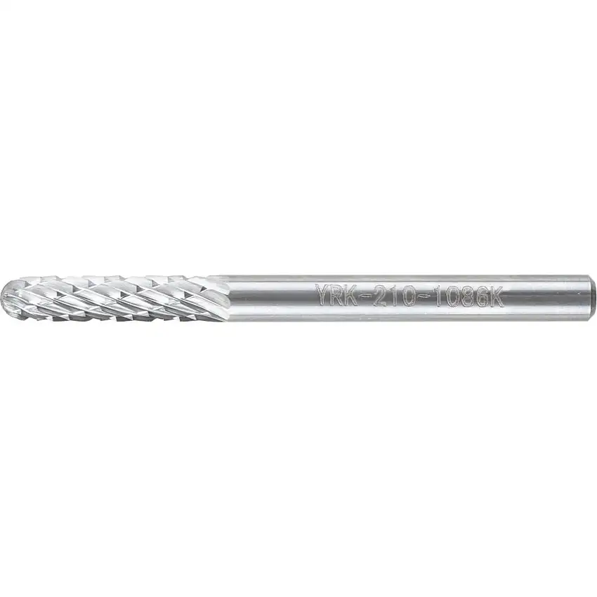 York Carbide Burr, Uncoated, Cut 6 - Double Cut, 3mm, Ball Nosed Cylindrical