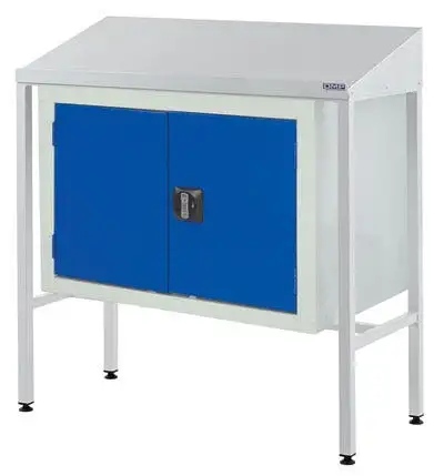 QMP 1060 x 1000 x 460mm Sloping Top Workstation with Double Cupboard