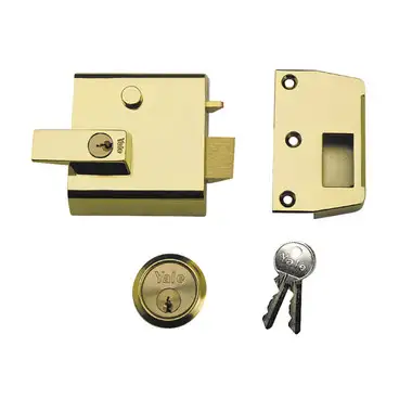 Yale Locks YALP1B P1 Double Security Nightlatch 60mm Backset Brasslux Finish Visi