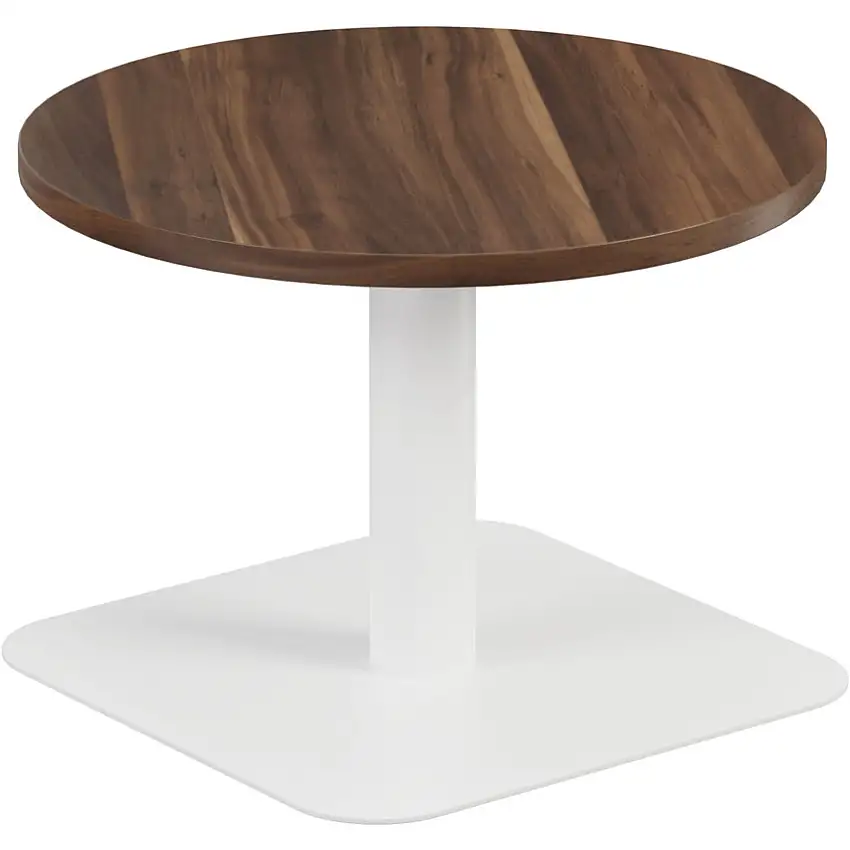 Tc 600mm CIRCULAR LOW CONTRACT TABLE - WHITE/DARK WALNUT