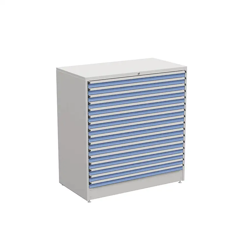 Treston Drawer Cabinet, 16 Drawers, Blue, 1400 x 1330 x 715mm