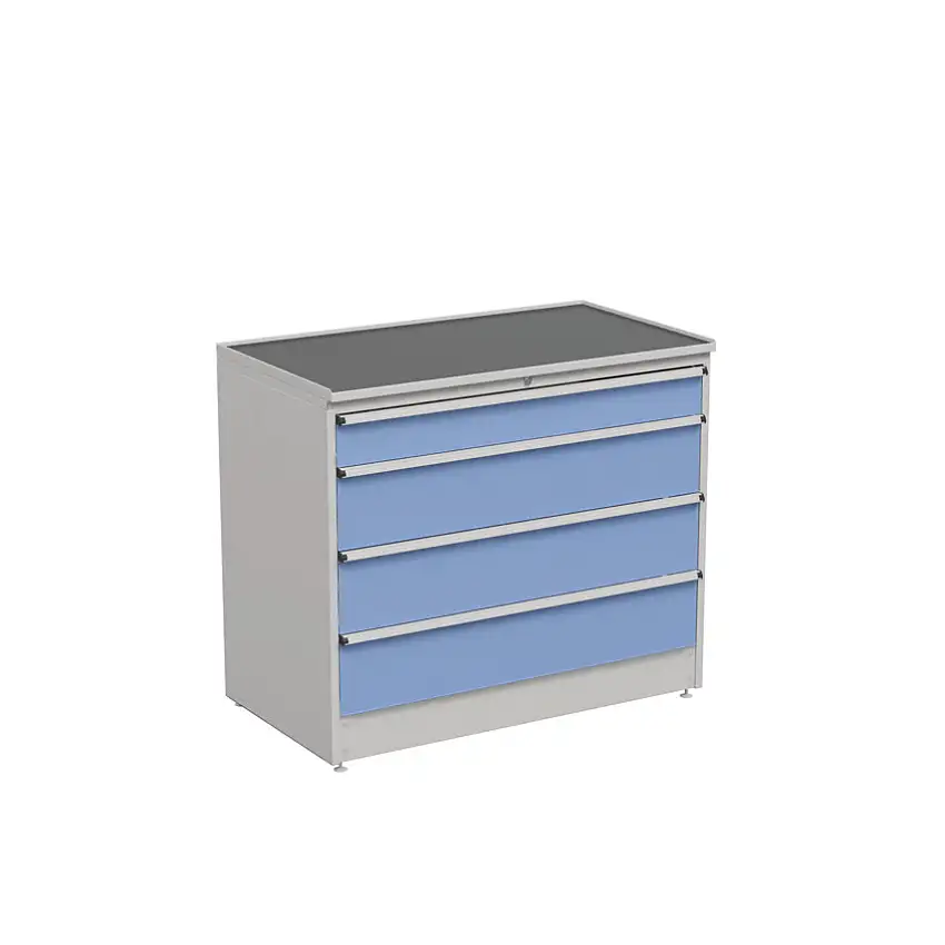 Treston Drawer Cabinet, 4 Drawers, Blue, 1100 x 1330 x 715mm